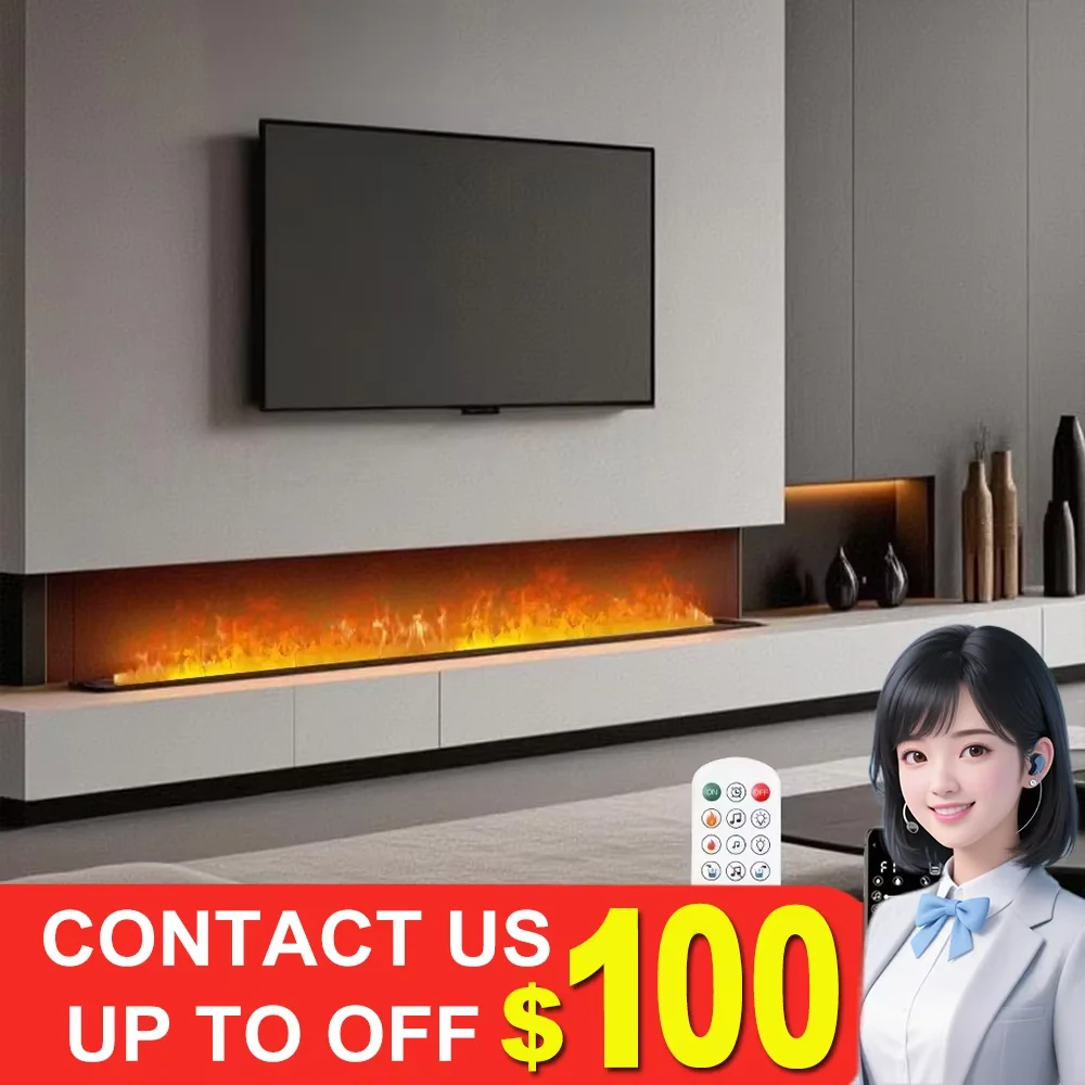 

Water Atomized Fireplace Intelligent LED Virtual 3D Flame Humidifier Water Steam Electric Fireplace with Firewood Popping Sound