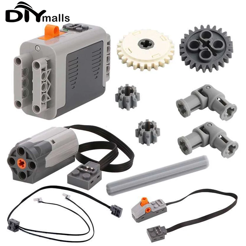 Bloques de construcción de funciones de potencia, tecnología de Motor MOC M técnica, 8883 caja de batería AA, interruptor de control de corriente 8881, 8869, 92906, 3648