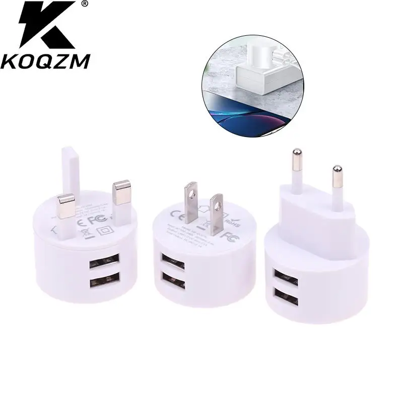 Mini Round Adapter Travel Charger 5V 2.1A Dual USB Charger Quick Charge Wall Charger Mobile Phone Charging Accessories