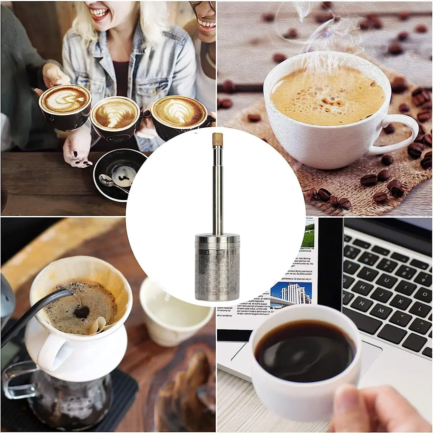 1Pcs Portable Pressing Coffee Latte Tea Release Mixer Tools Reusable Travel Coffee Release Device for Restaurants Kitchens Bars