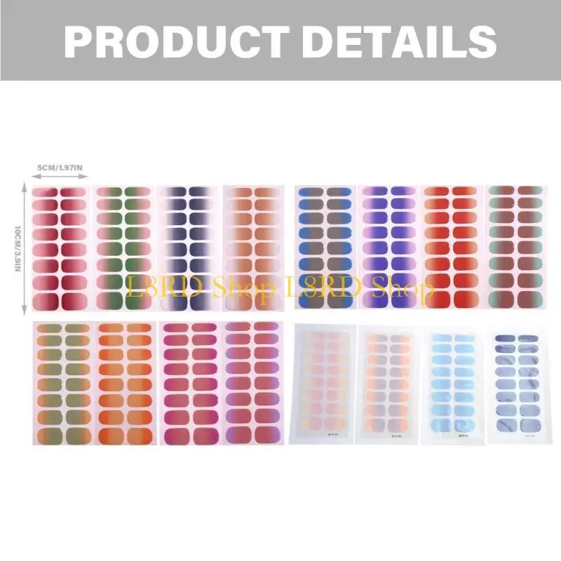 L8RD 4 Tấm gel tự dính móng tay Nails Art Sticker gradient Nails Polish Sticker Nails đề can Nails Trang trí