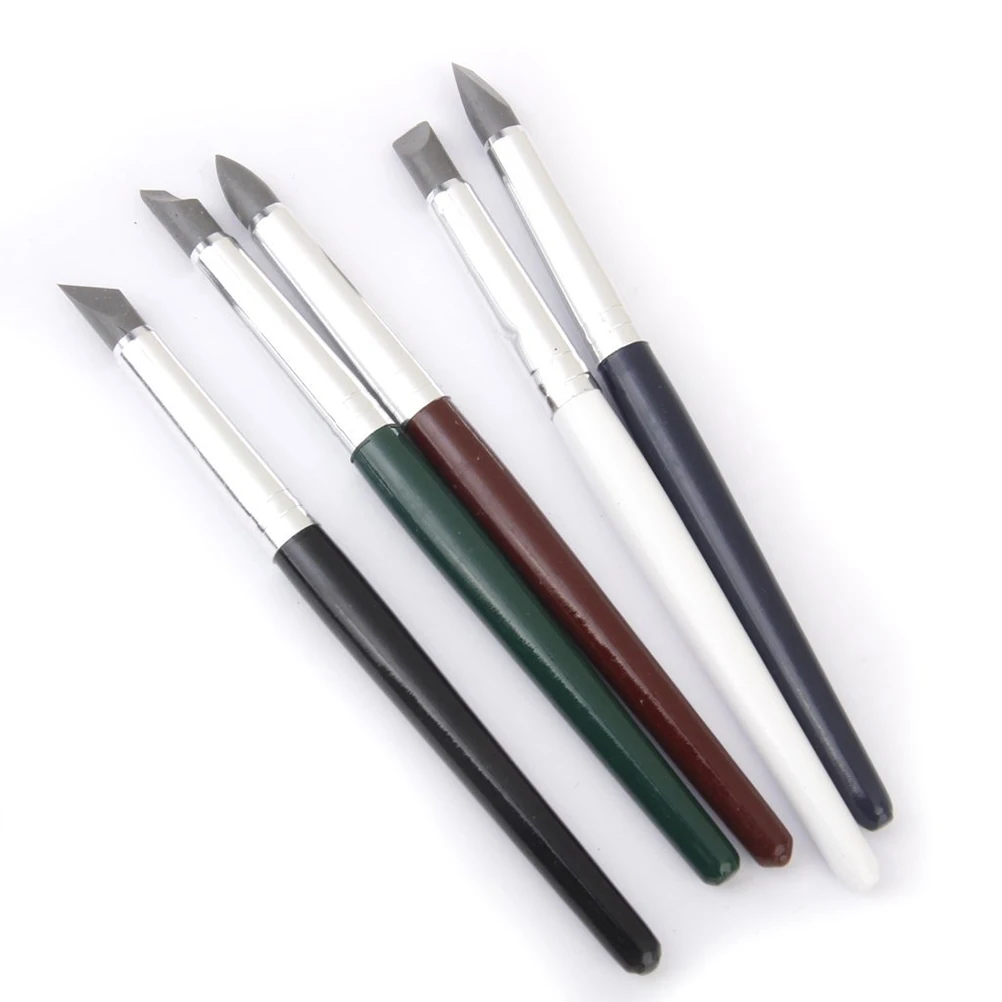 

5pcs Clay Shaping Pens Multicolor 150mm Silicone Soft Head Wood Handle Sculpting Tools Modeling Wipe Out Fingerprint