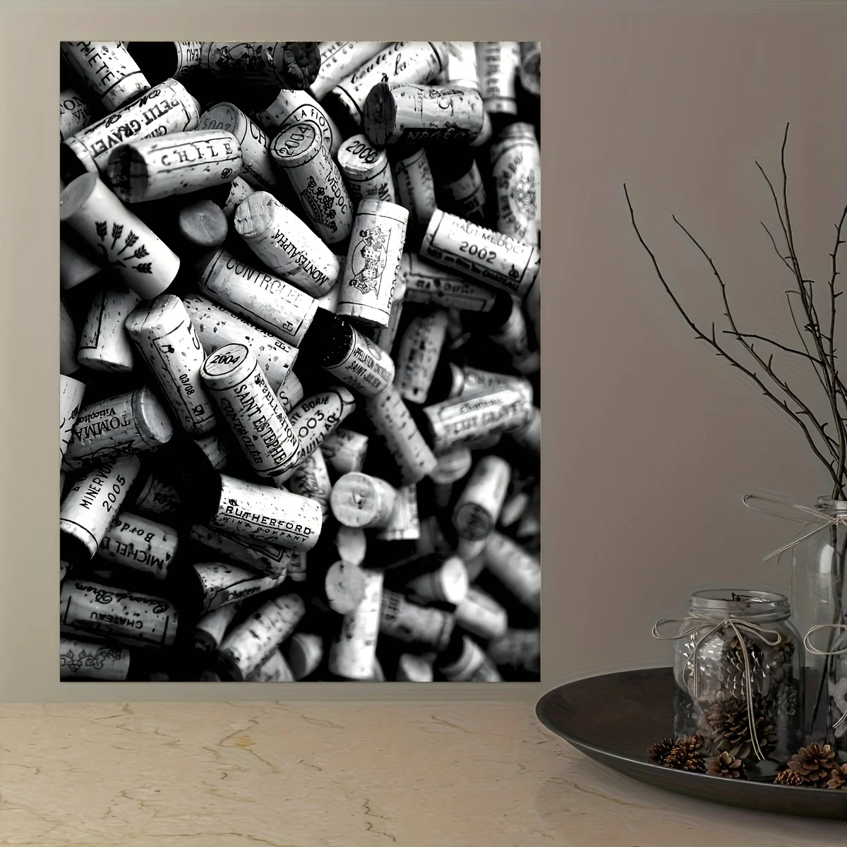 

1pc Vintage Black and White Wine cork Poster - Matte Frameless Canvas Wall Art Decor for Living Room, Kitchen, Dining, Office