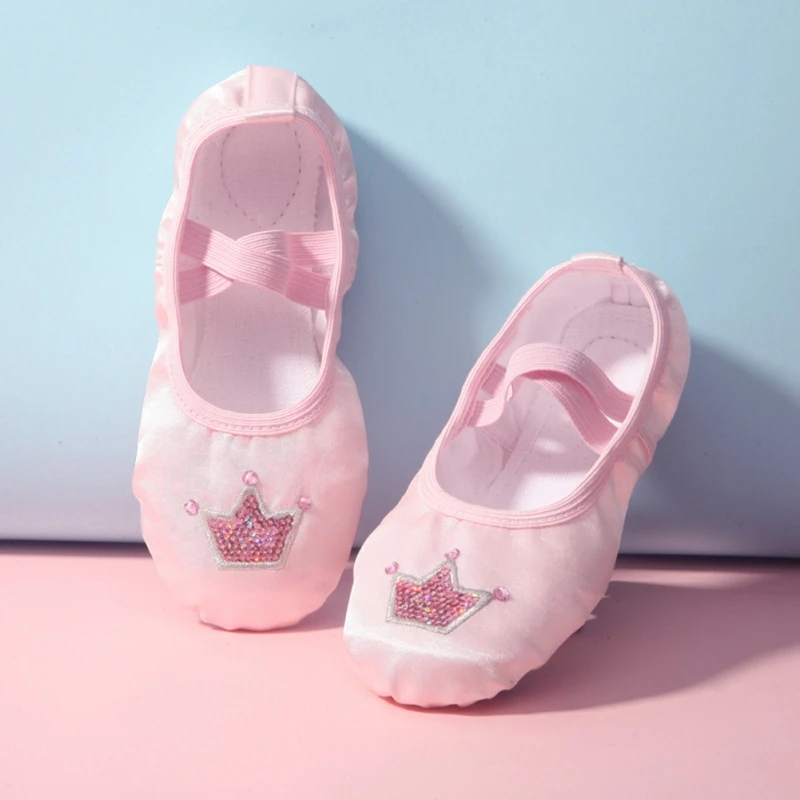 

Dance Shoe For Kids Girls Soft Sole Practicing Cat Claw Satin Embroidery Ballet Body Yoga Girl Indoor Gymnastics Shoes