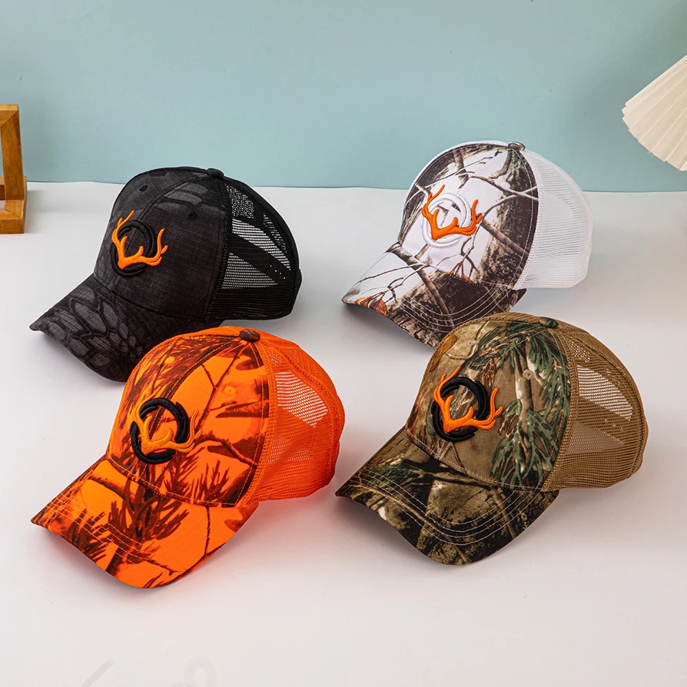 Gestickte Baseballkappe mit Hirschmotiv, Hip-Hop-Mütze, Verstellbare Modische Herren-Caps mit Tarnmuster, Atmungsaktive Mesh-Kappen, Lässige Sonnenhüte, Taktische Hüte – Detail 2