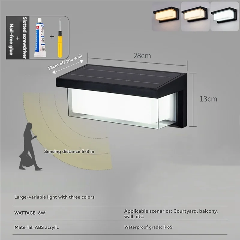 

AEE4-6W светодиодный уличный светильник для крыльца, солнечный свет, IP65, водонепроницаемый, умное управление светом, с датчиком движения, простая установка