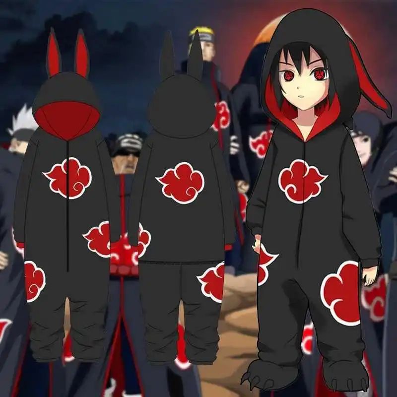 Akatsuki jumpsuit anime adult cartoon ninja Kakashi Plus thick velvet red cloud long sleeved Halloween carnival comfortable