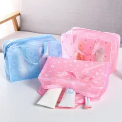 Bolsa de maquillaje de PVC transparente para mujer, bolsa de almacenamiento de cosméticos de aseo, bolsa de cosméticos Floral creativa de moda