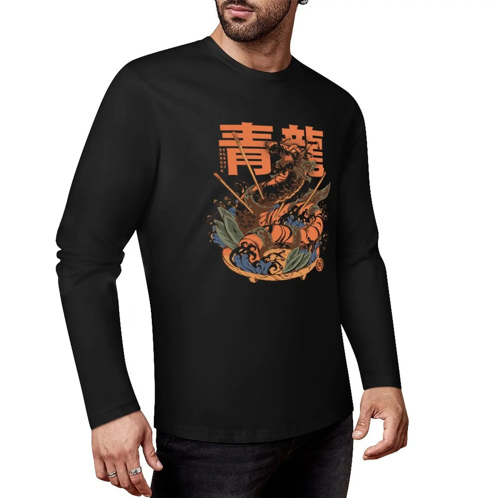 Dragon Sushi Long T-Shirt kawaii clothes graphic t shirt anime clothes Aesthetic clothing mens vintage t shirts