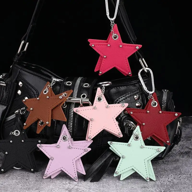 Five-pointed Star Keychain Creative Handmade Puncture Craft Colorful Trendy Key Ring for Women Men Car Key Decor