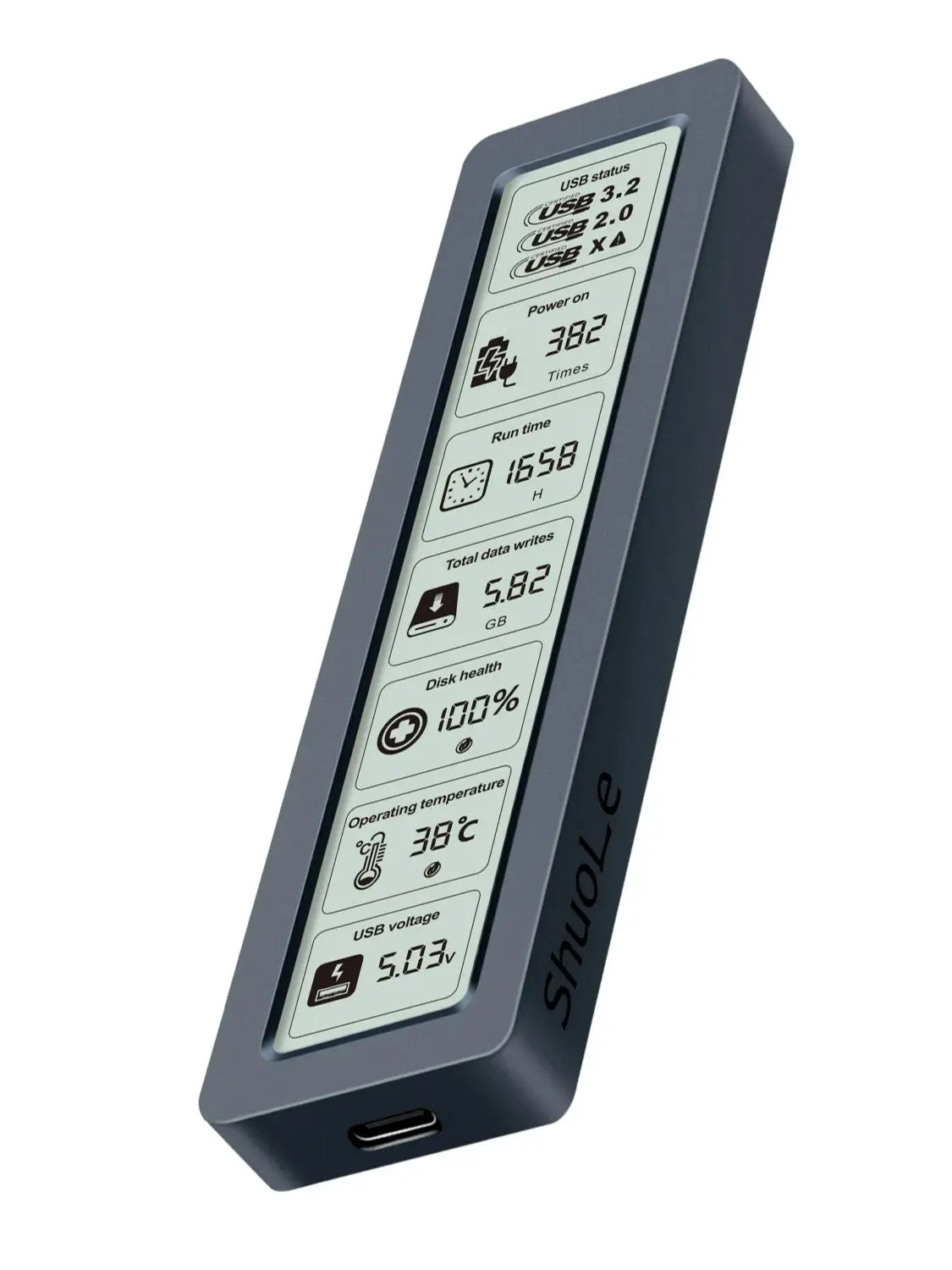 M.2 NVMe SATA SSD-Gehäuse Visuelles Smart SSD-Gehäuse USB 3.2 Gen 2 10 Gbit/s NVMe PCI-E 20 Gbit/s