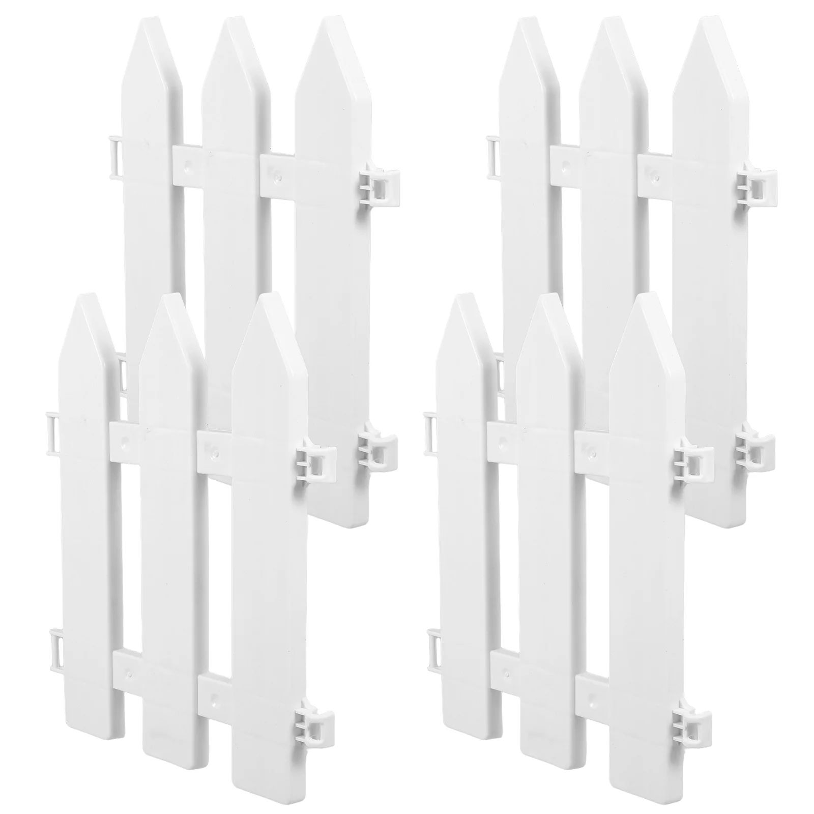 

4pcs Pet Fence Durable White Garden Yard Decorative Stakes Plastic Scene Adornment Courtyard Landscaping Edging Fence Ornament