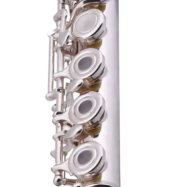 Factory Direct Sell OEM Cheap 16 Holes Open Hole Professional Flute Silver Plated C# Tone Metal Wind Leather Case 16 Keys