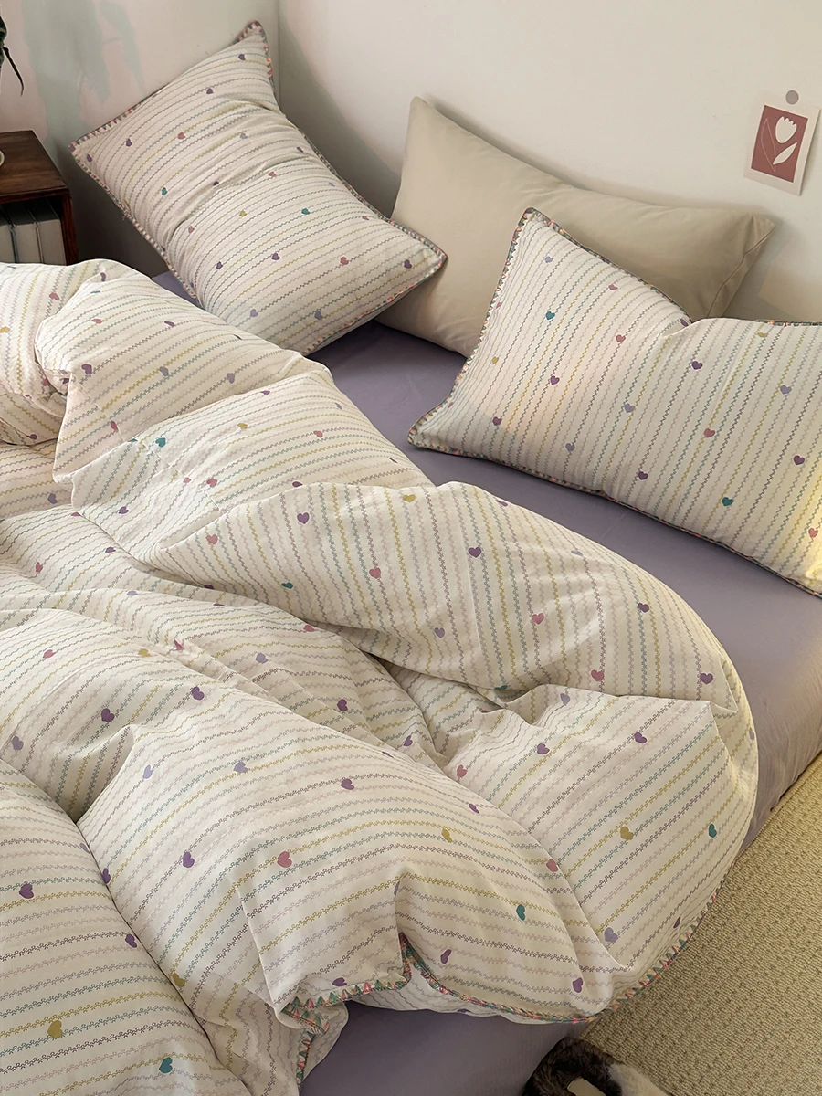 

Комплект постельного белья из чистого хлопка Fre Sle, двухслойный, мягкий, дышащий, из трех предметов: пододеяльник, простыня, наволочка