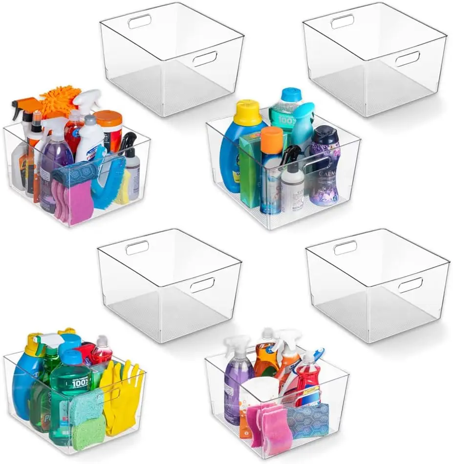 

Plastic Storage Bins – XL 8 Pack Perfect Kitchen Or Pantry Organization Fridge Organizer And Storage Bins, Cabi