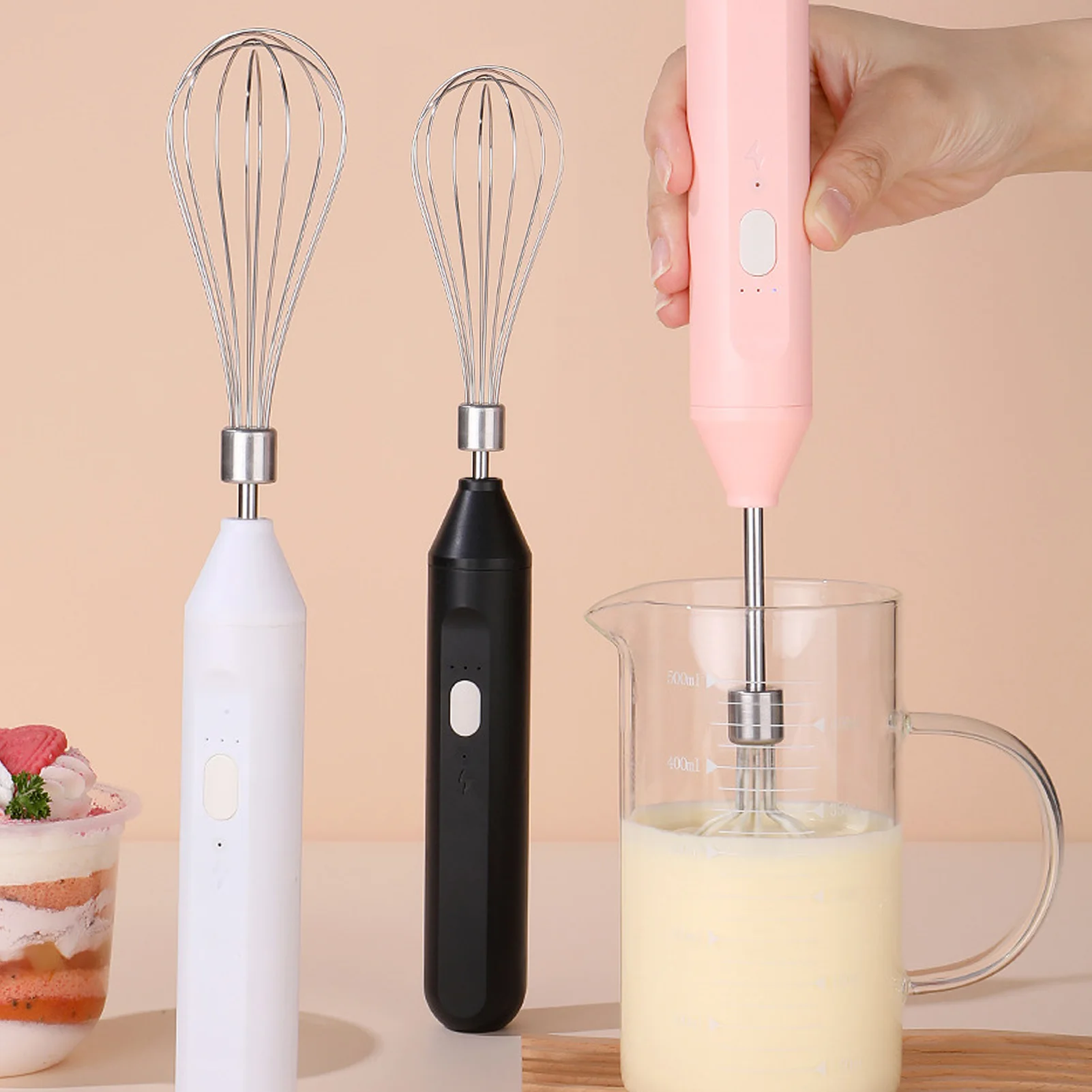 Electric Egg Beater Stainless Steel 3 Speeds Cordles Hand Mixer 1200mah Battery Handheld Foam Maker for Home Baking kitchen Tool