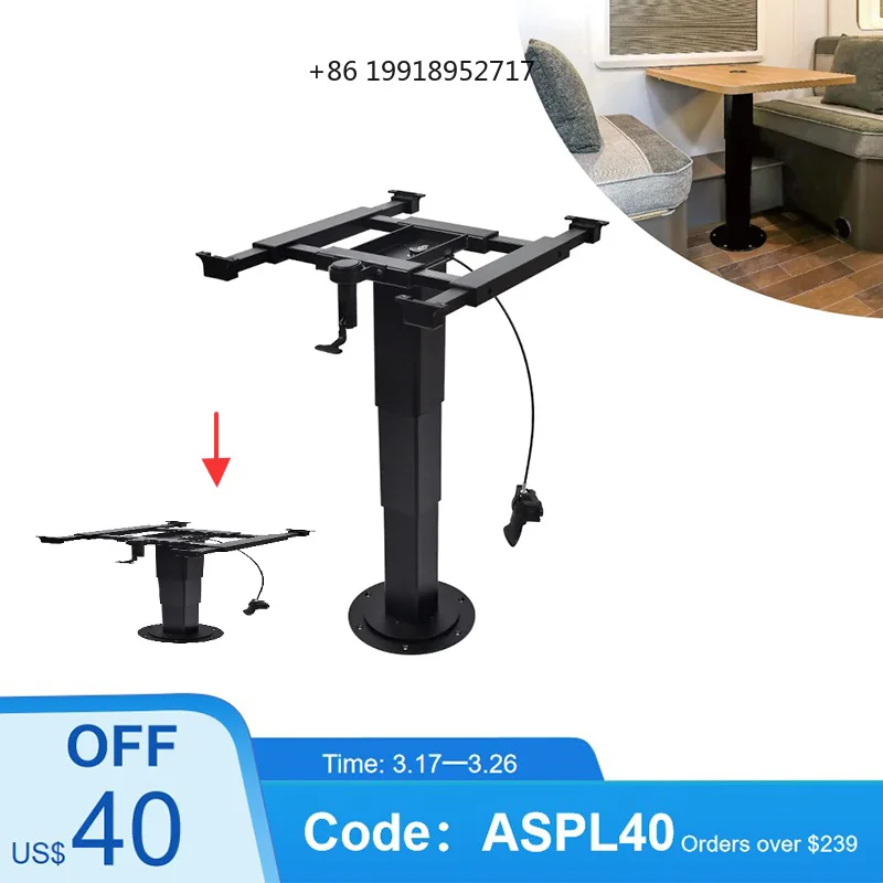 TYTXRV RV Table Leg Aluminum Pneumatic Lifting Square/Round Desk Leg with Rotating Base Plate for Boat Marine Trailer Caravan