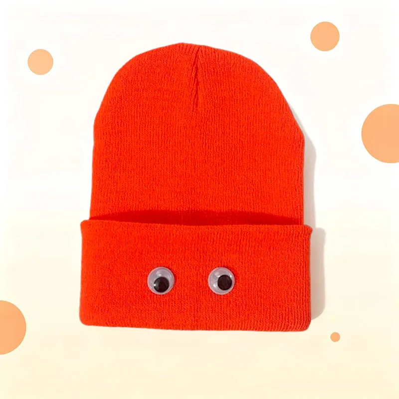 New The Big Lez Show Knitted Hat Unisex Orange Stitched Funny Big Eyed Autumn Outdoor Winter Warm Knit Hats Hip-Hop Beanies Hat