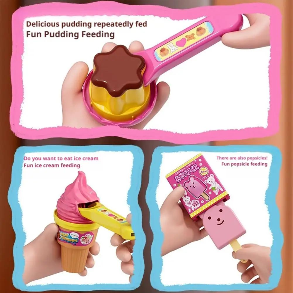 1 مجموعة من ألعاب التغذية بودنغ محاكاة لعبة التغذية الآيس كريم مجموعة كاملة لوحة لعب الأطفال أدوات تغذية الأطعمة المختلفة #5