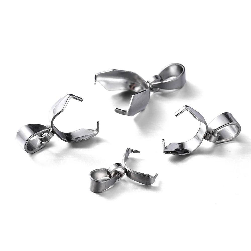 20pcs 13.5mm-19mm Stainless Steel Pendant Clasps Pinch Clip Bail Hooks Connector Necklace For DIY Jewelry Making Findings