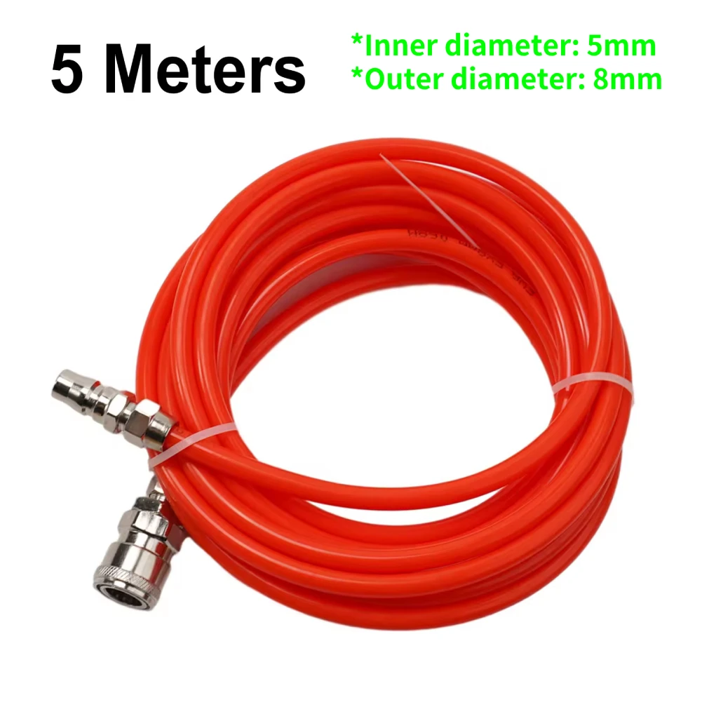 5M Red Pneumatic Straight Pipe Air Compressor Pump Hose 5x8mm Tube With Quick Connector Air Pipe Hose Hardware Garden Tool