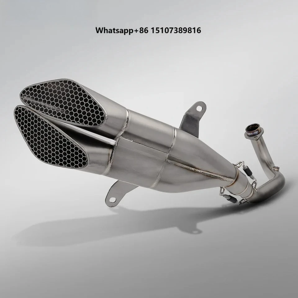 

368D Motorcycle Exhaust System Ti Alloy Full Section Modification with NlkHanm Gemini Escape Muffler Silver/Black -2025