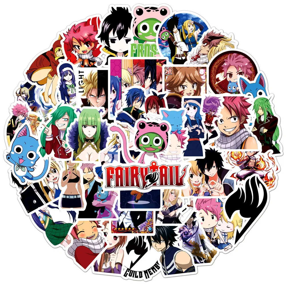 10/30/50pcs Fairy Tail Anime Stickers Lucy Natsu Cartoon Sticker Skateboard Motorcycle Phone Notebook Gray Juvia Graffiti Decals