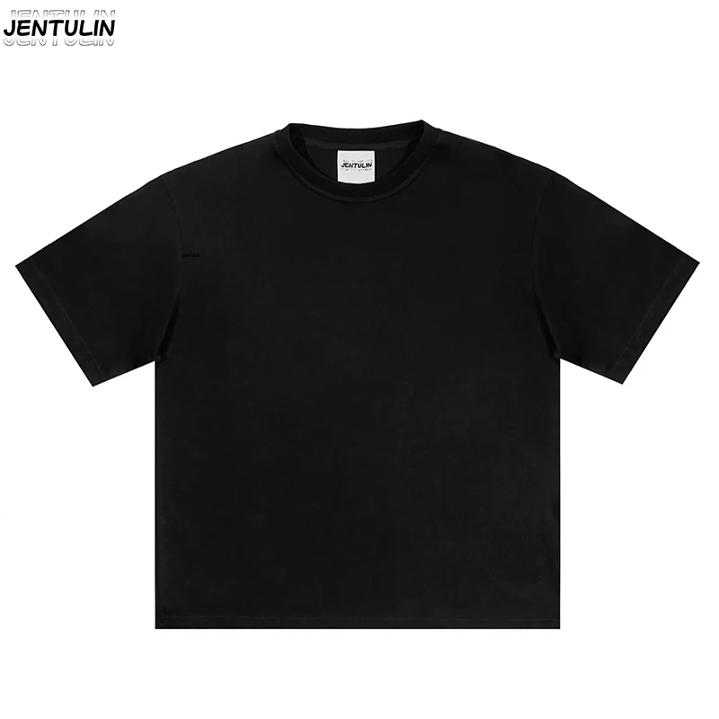 

Men T-shirts White Black Short Sleeve Loose Round Neck Bottoming Shirts Trendy Casual Solid Color Pullover Tops Male Clothing