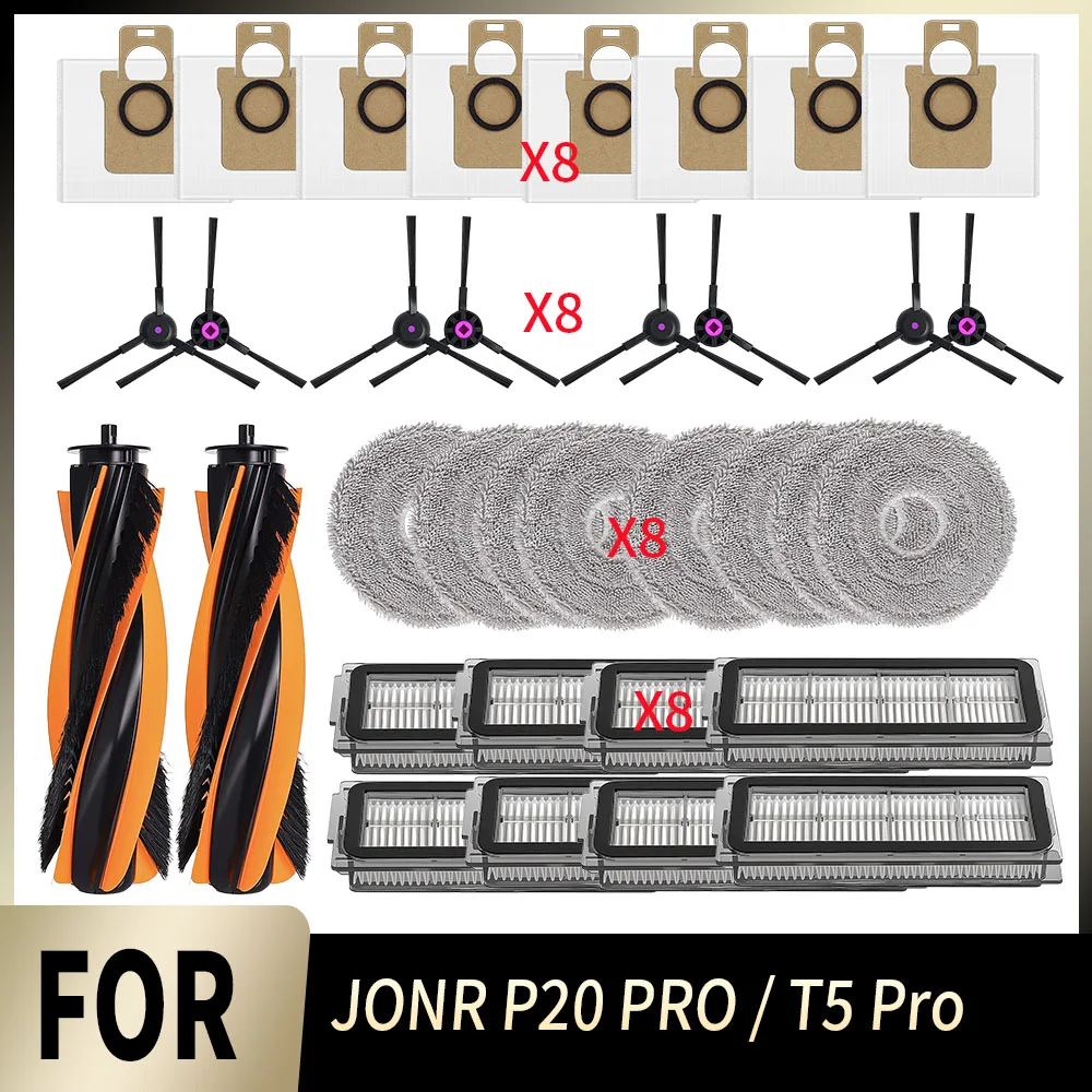 Seitenbürste, HEPA-Filter, Wischmopp, Staubbeutel Ersatzteil für JONR P20 PRO / T5 Pro Roboterstaubsauger Zubehör