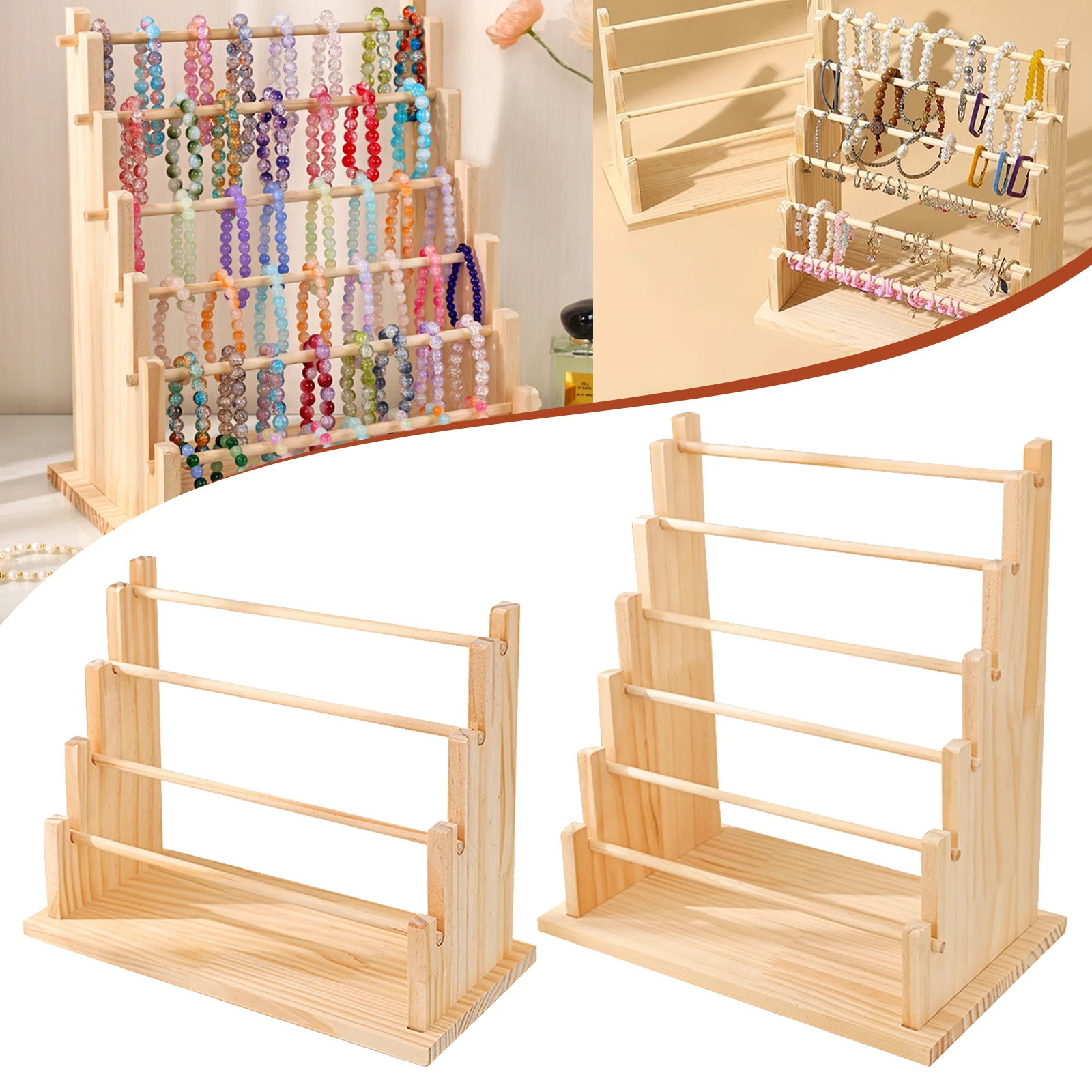 

6-уровневый съемный держатель для ювелирных изделий, деревянная подставка для выставки товаров, деревянная стойка для ювелирных изделий, серег, браслета, ожерелья, дисплея