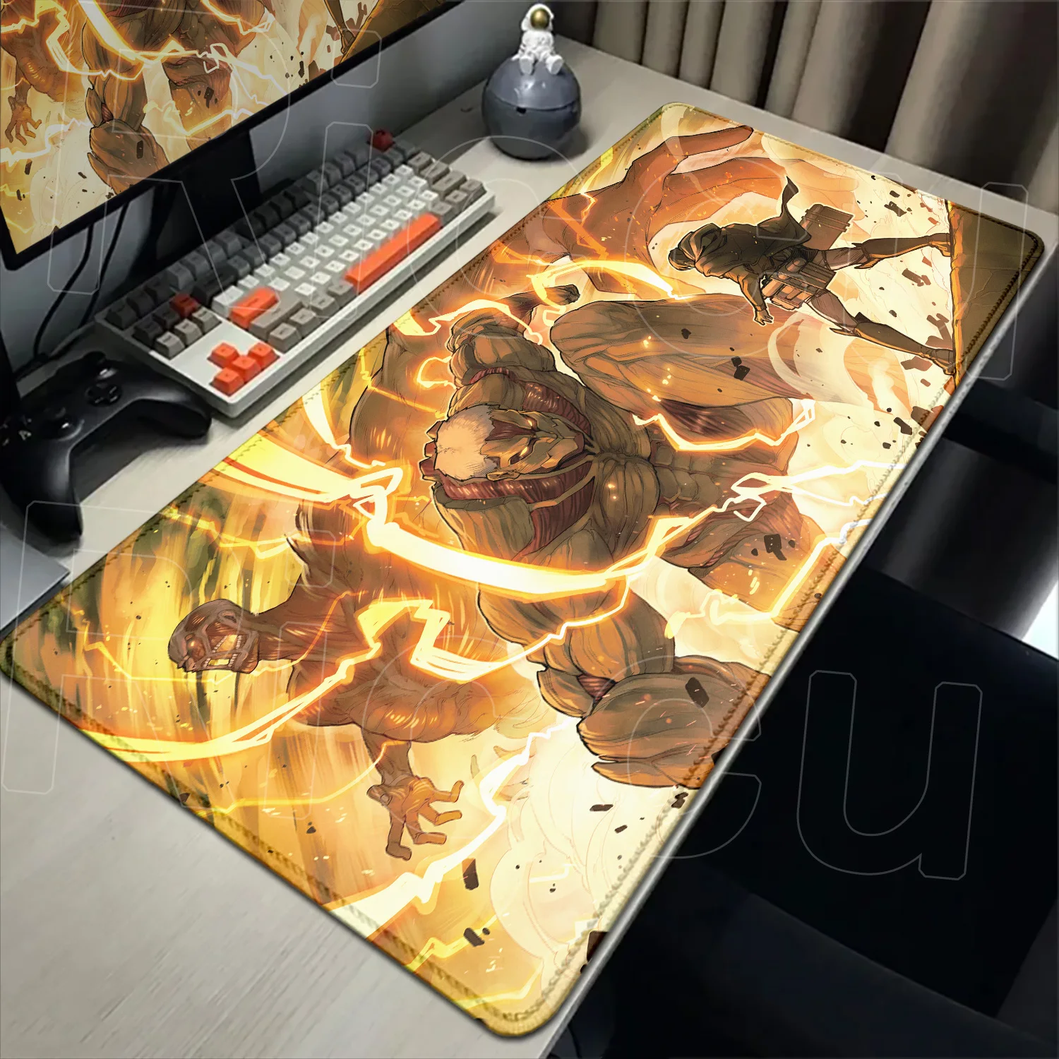 

40x90CM Computer Game Cabinet Anime Attack on Titan Mousepad Non-slip Keyboard Carpet Office Gaming Accessories Durable Washable