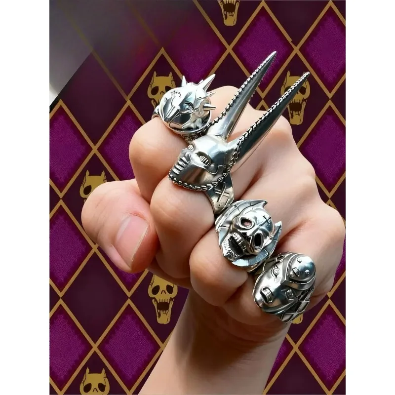 Anime JoJo's Bizarre Adventure Rings Kira Yoshikage Kujō Jōtarō  Adjustable Metal Ring Cosplay Jewelry Doujin Gifts for Men