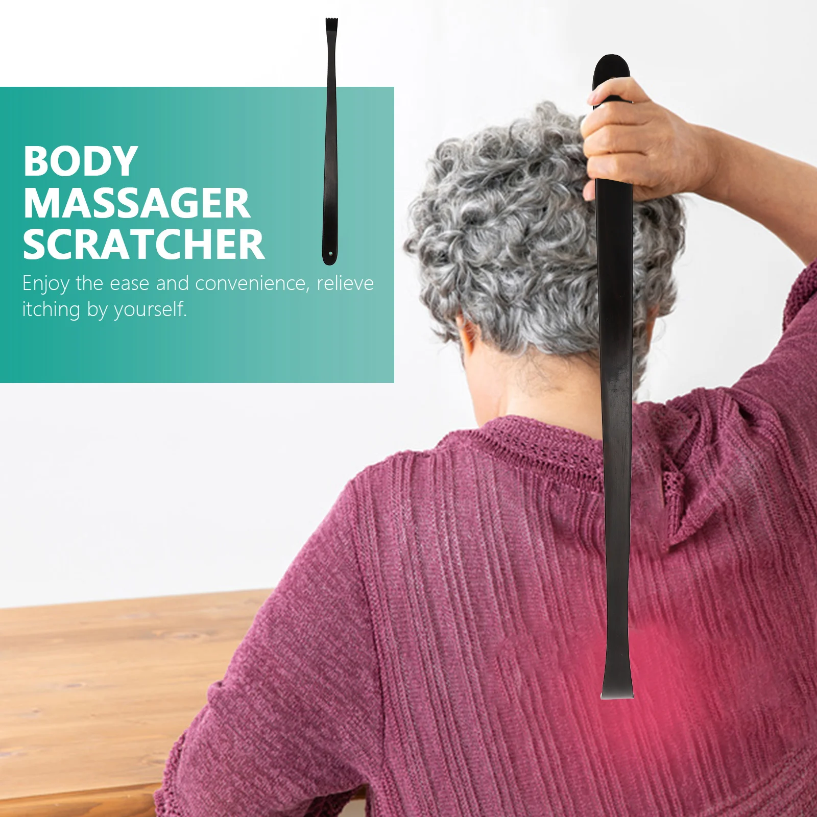 Rückenkratzer aus Ebenholz, robust, hohe Dichte, langer, ausziehbarer Körperkratzer, bequemer Griff, lindert Juckreiz