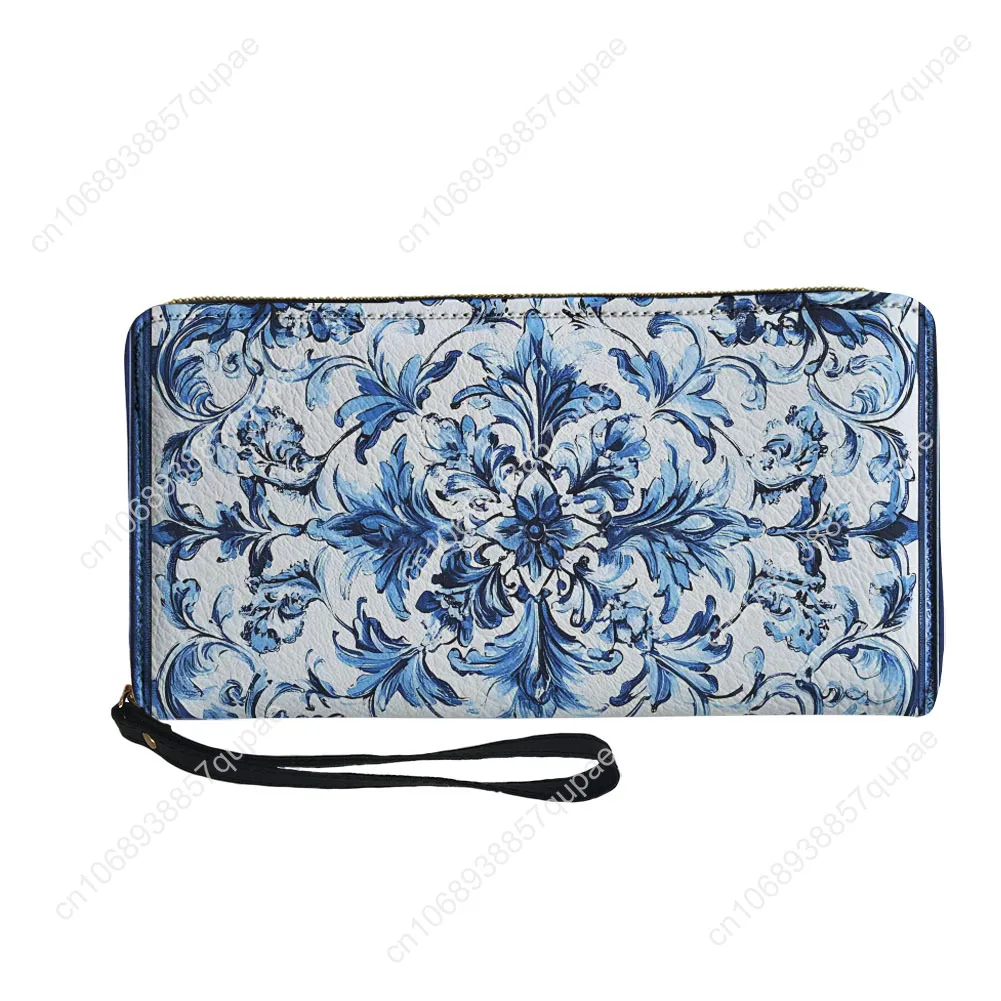Blue and white porcelain Printing Custom Wallet Purse Mens Womens Zipper Long Wallets Double Muslim Printed Wallet Gift Bag