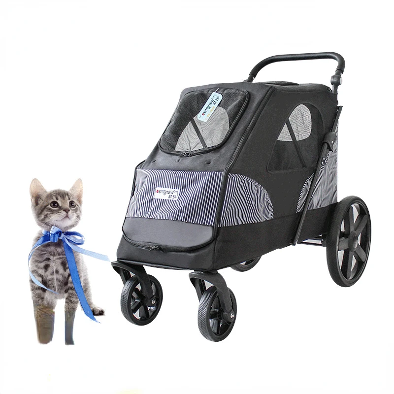 

Pet dog cart baby newborn cat cart four-wheel shock absorption folding dog cart large space