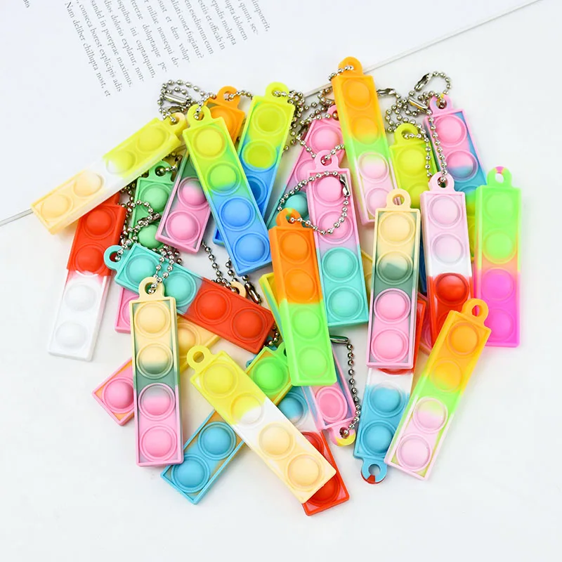 10/30Pcs Silicone Bubble Keychain Colorful Push Bubble Stress Relief Sensory Fidget Toys For Kids Birthday Wedding Gifts Prizes