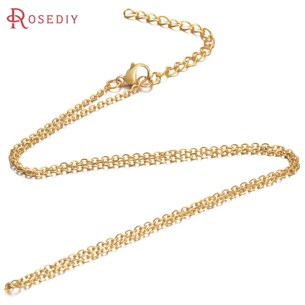 Full Length 50CM 18K Gold Color Stainless Steel with Lobster Clasps Finished Necklace Chains Diy Jewelry Making Accessories