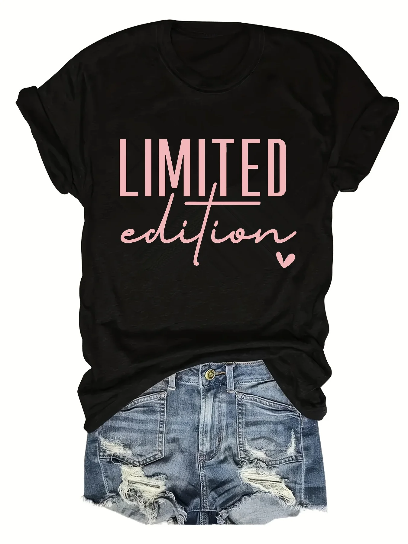 Letter Print T-shirt Short Sleeve Crew Neck Casual Top For Summer & Spring Women's Clothing