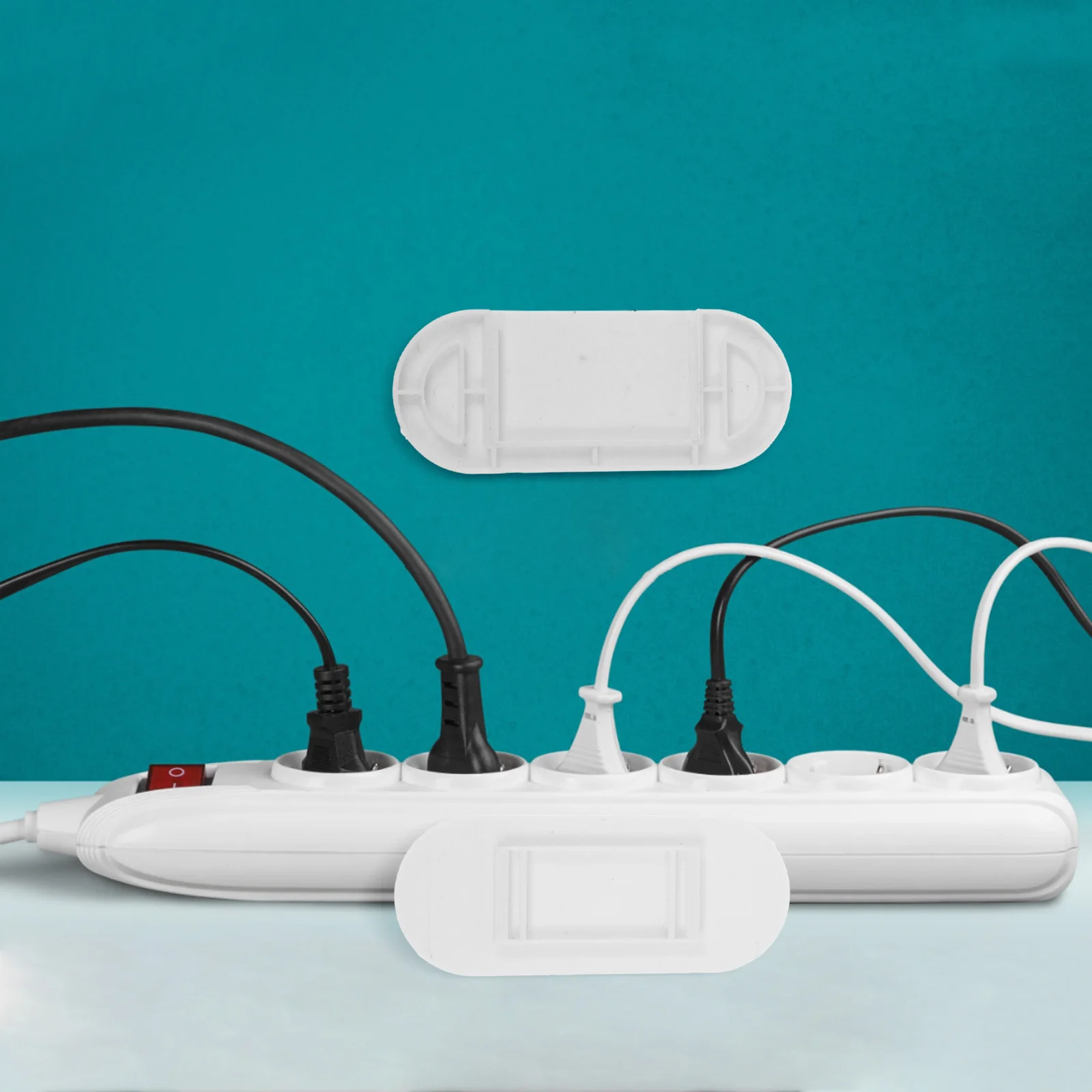 

5Pcs Socket Fixator Adhesive Power Strip Holder Punch Free Wall Mount Cable Organizer Home Office Management Tool