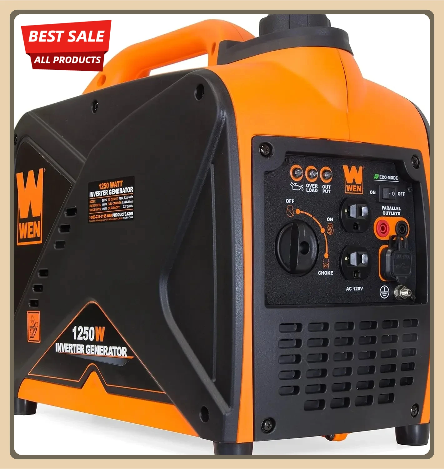 

[XMSJ-Limited Stock, Buy Now!]56125i Super Quiet 1250-Watt Portable Inverter Generator, CARB Compliant