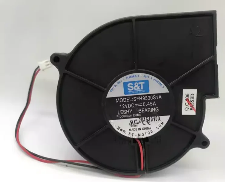 Ventola di raffreddamento a 2 fili S&T SFH9330S1A CC 12 V 0,45 A 93 x 93 x 30 mm