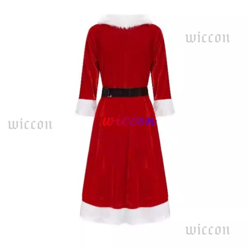 Christmas Velvet Christmas Dress Santa Claus Christmas Costume Xmas Party Santa Claus Socks Cosplay Dress Belt Suit Costume