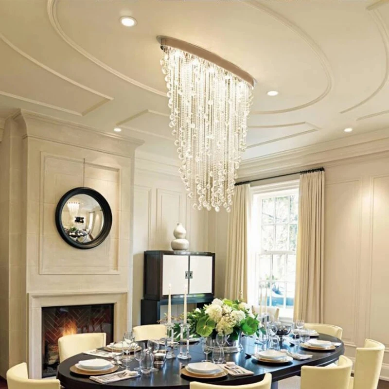 

Современная светодиодная люстра для столовой, овальный дизайн, роскошная хрустальная лампа K9 для гостиной, встраиваемый светильник