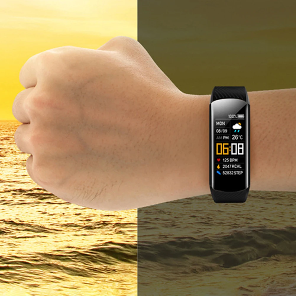 Smart Watch Color Screen Wearable Watch Heart Rate/Blood /Blood Oxygen Monitor USB Direct Charging for Outdoor Exercises