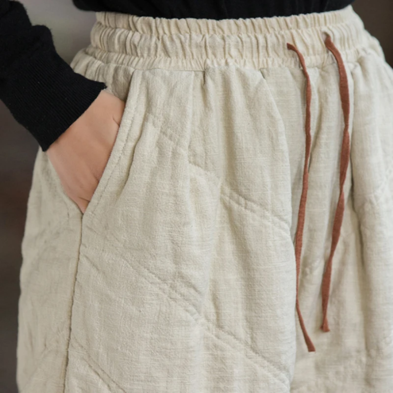 Women  Baggy Cargo Ethnic Vintage Elastic High Waist Loose Long Cotton Line Oversize  Trousers Wide Leg Clothes  Large Size