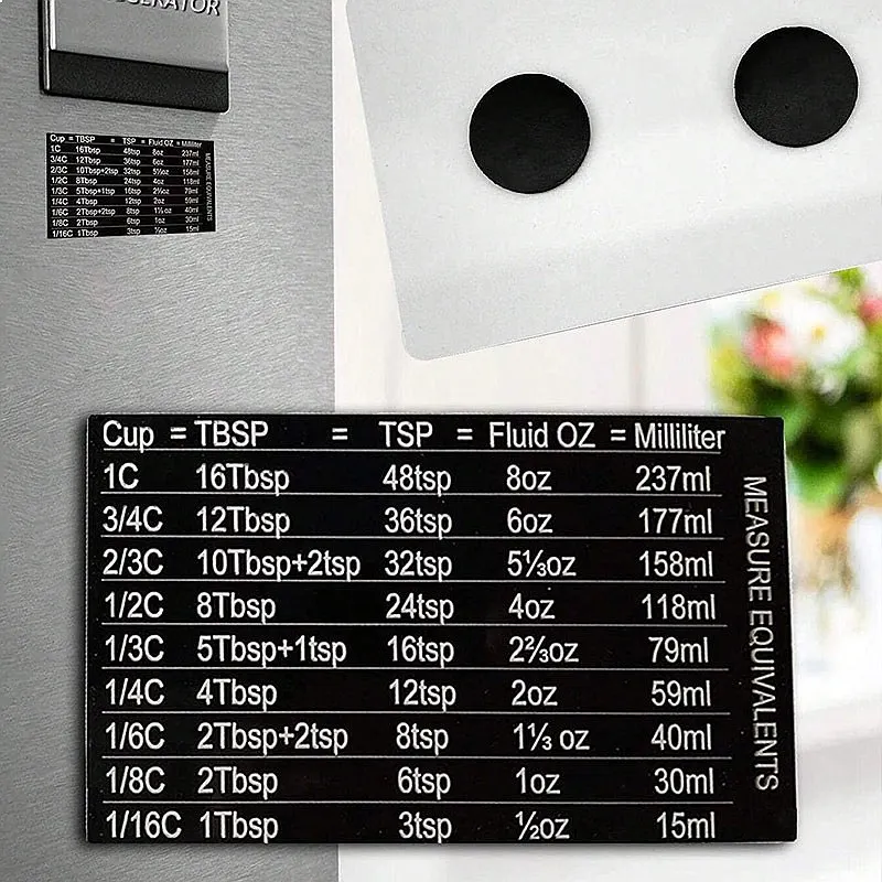 Kitchen Baking Magnetic Measuring Conversion Chart Fridge Magnet Spoon Cup Set Accessories