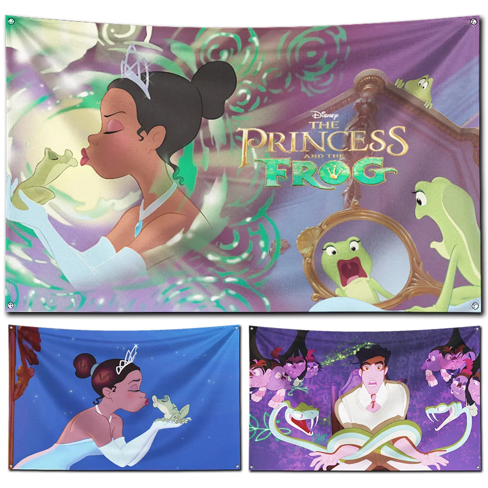 60x90cm The Princess and the Frogs Princess Tiana Flag Polyester Digital Printing Banner for Garage Wall Art Out Door Decoration