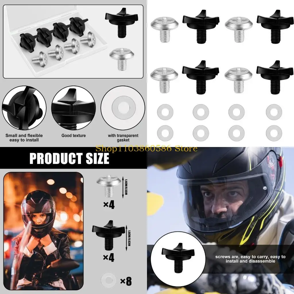 

242A Простые в установке детали для шлемов. Комплект винтов для мотоциклетных шлемов с резиновыми шайбами. Универсальный набор и