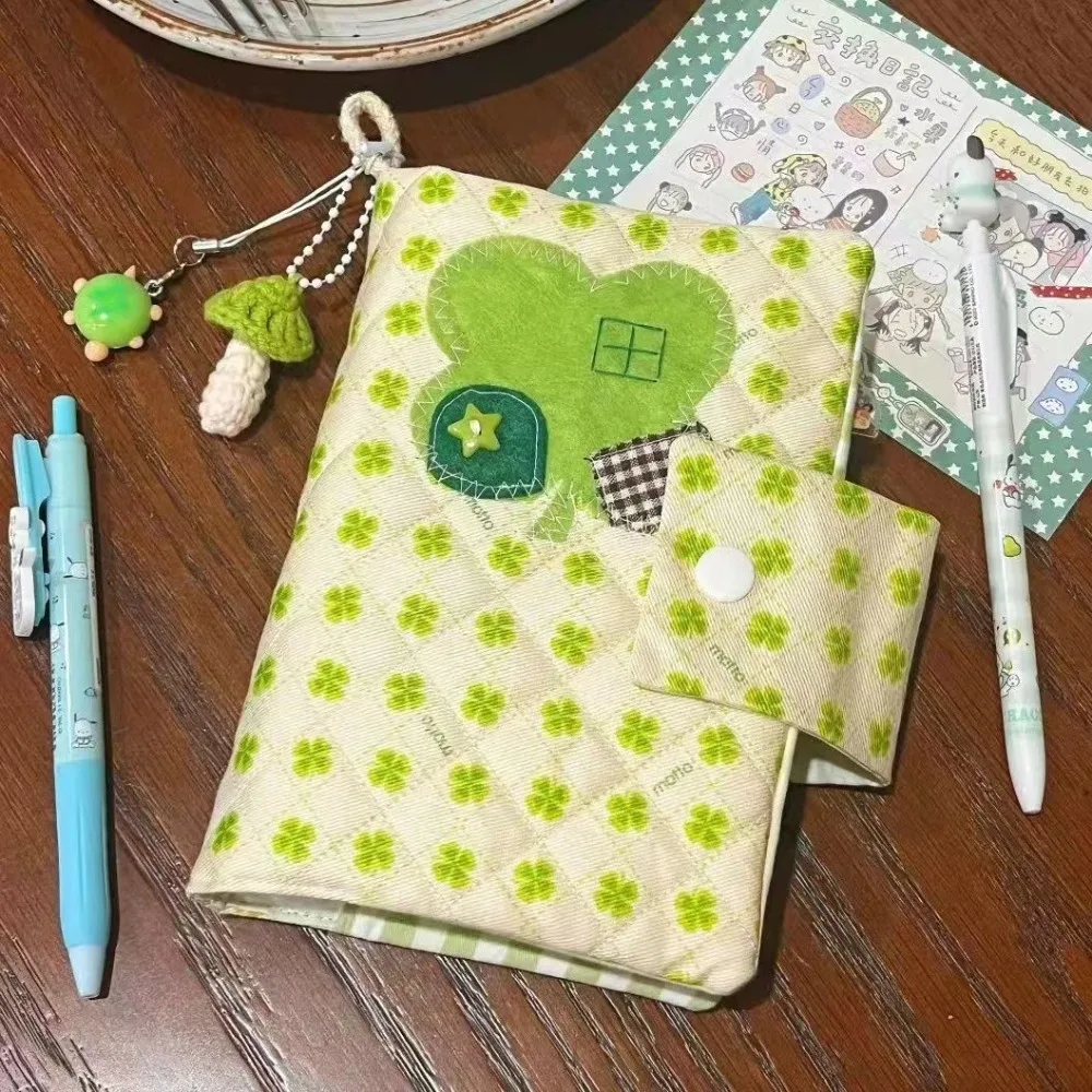 A5 A6 Handmade Four Leaf Clover Book Jacket Original Book Cover Portable Ledger Notepad Diary Protective Case Hanging Decoration