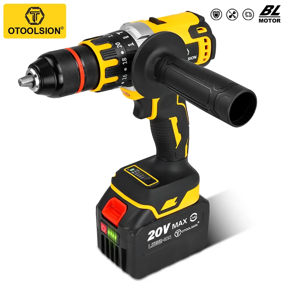 OTOOLSION 20V 13mm Brushless Impact Drill Cordless Screwdriver 120Nm Ice Drill Screwdriver Suitable for Ice Fishing Power Tools